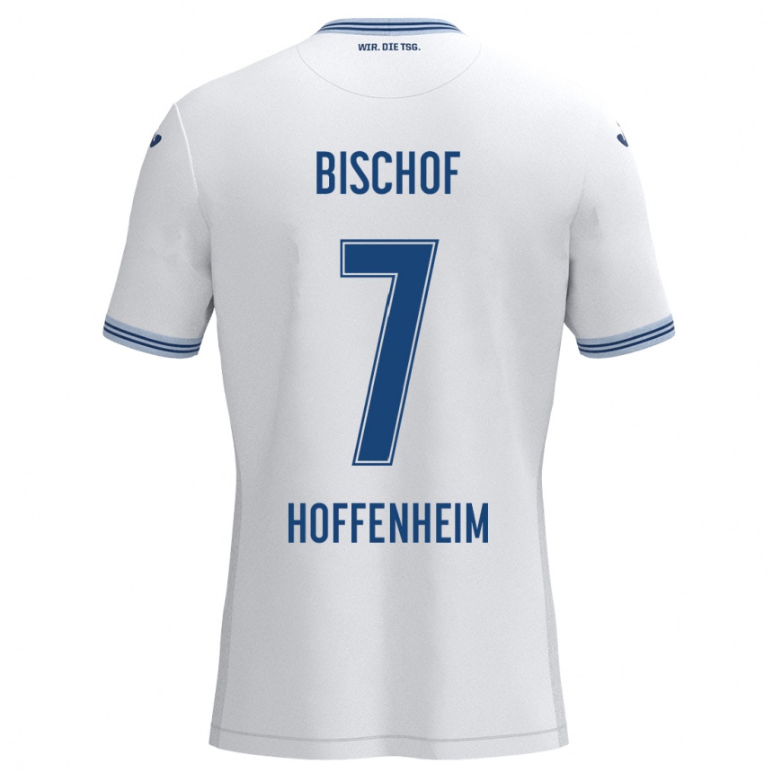 Kids Football Tom Bischof #7 White Blue Away Jersey 2024/25 T-Shirt Uk