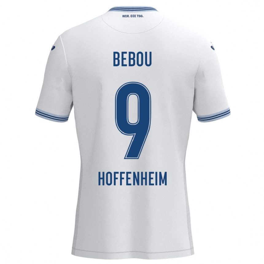 Kids Football Ihlas Bebou #9 White Blue Away Jersey 2024/25 T-Shirt Uk