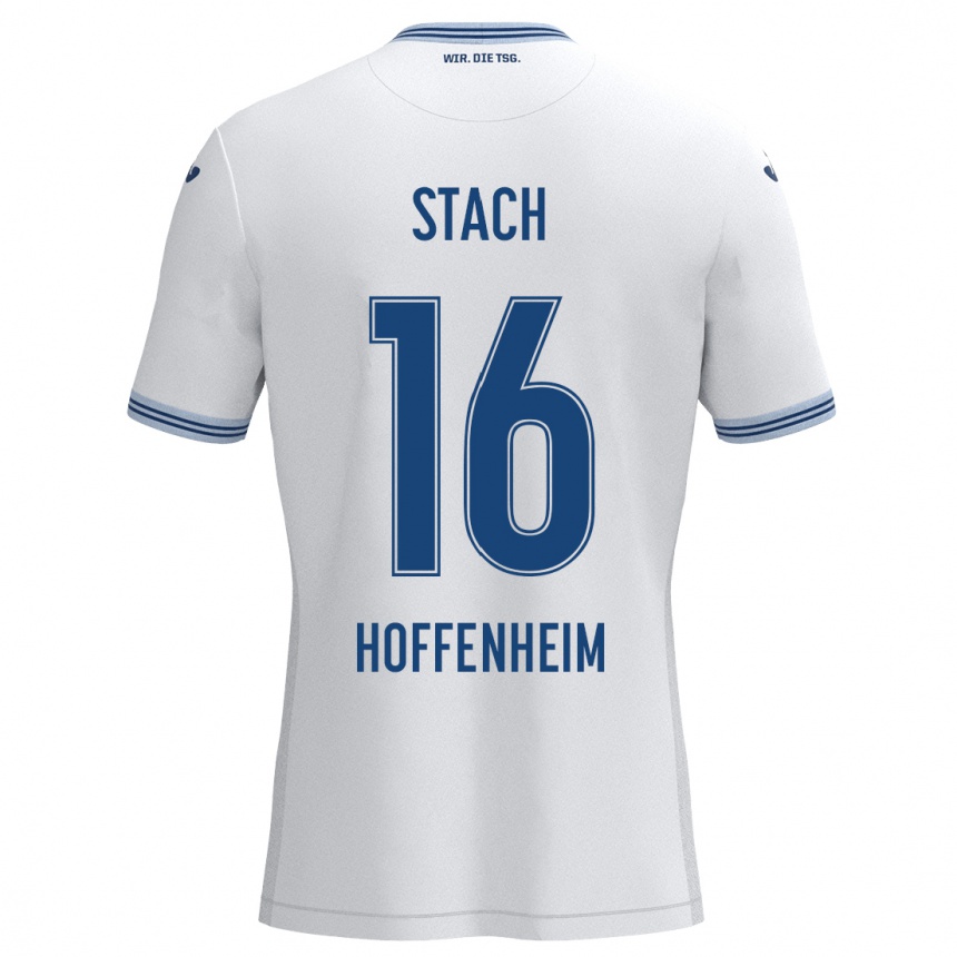 Kids Football Anton Stach #16 White Blue Away Jersey 2024/25 T-Shirt Uk