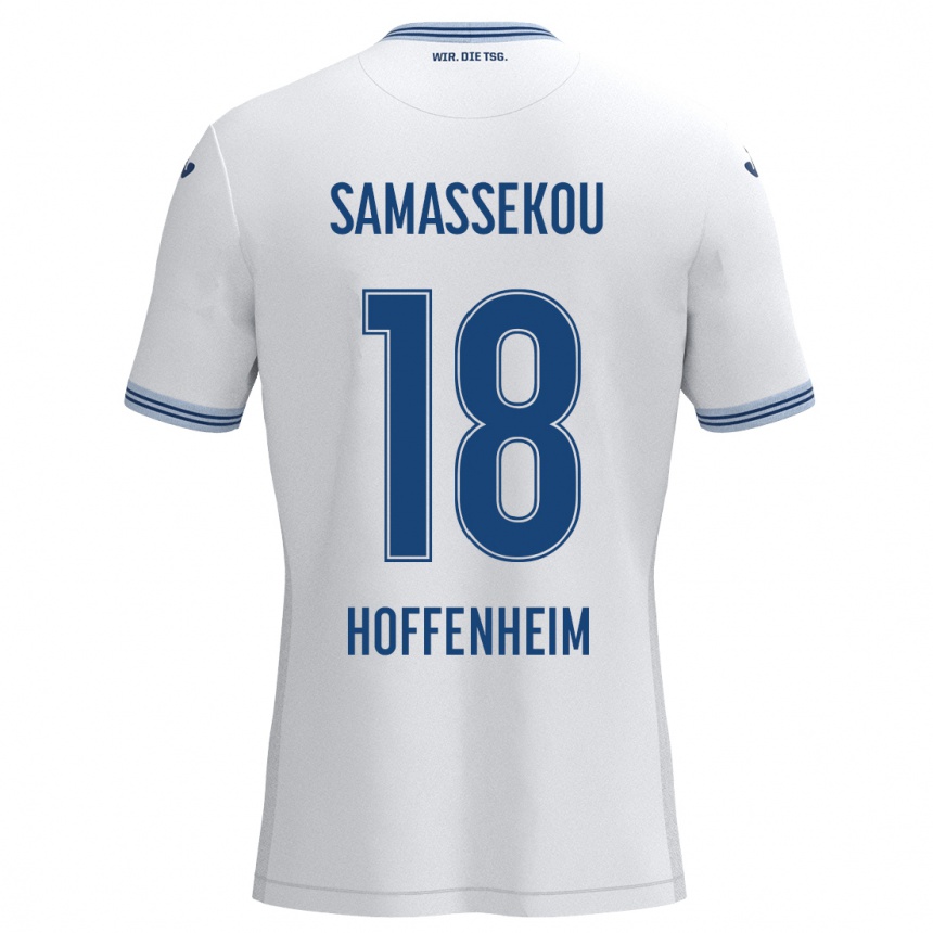 Kids Football Diadié Samassékou #18 White Blue Away Jersey 2024/25 T-Shirt Uk