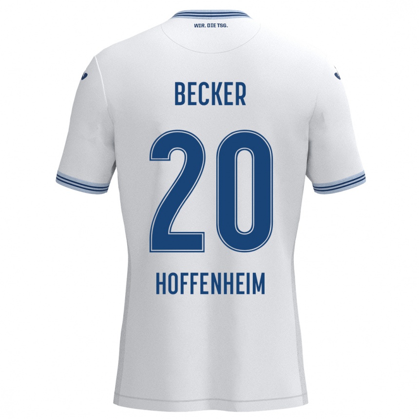 Kids Football Finn Ole Becker #20 White Blue Away Jersey 2024/25 T-Shirt Uk