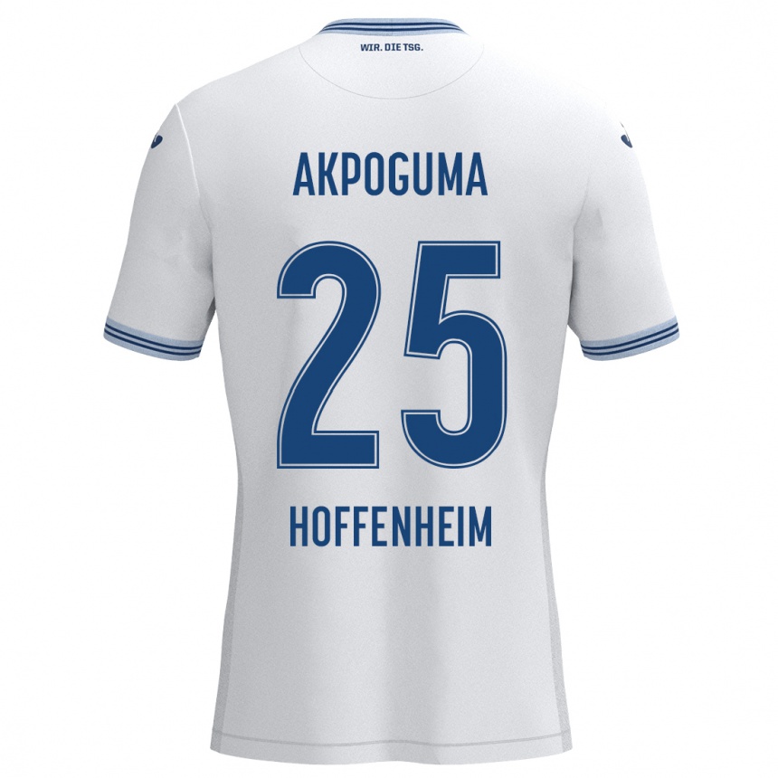 Kids Football Kevin Akpoguma #25 White Blue Away Jersey 2024/25 T-Shirt Uk