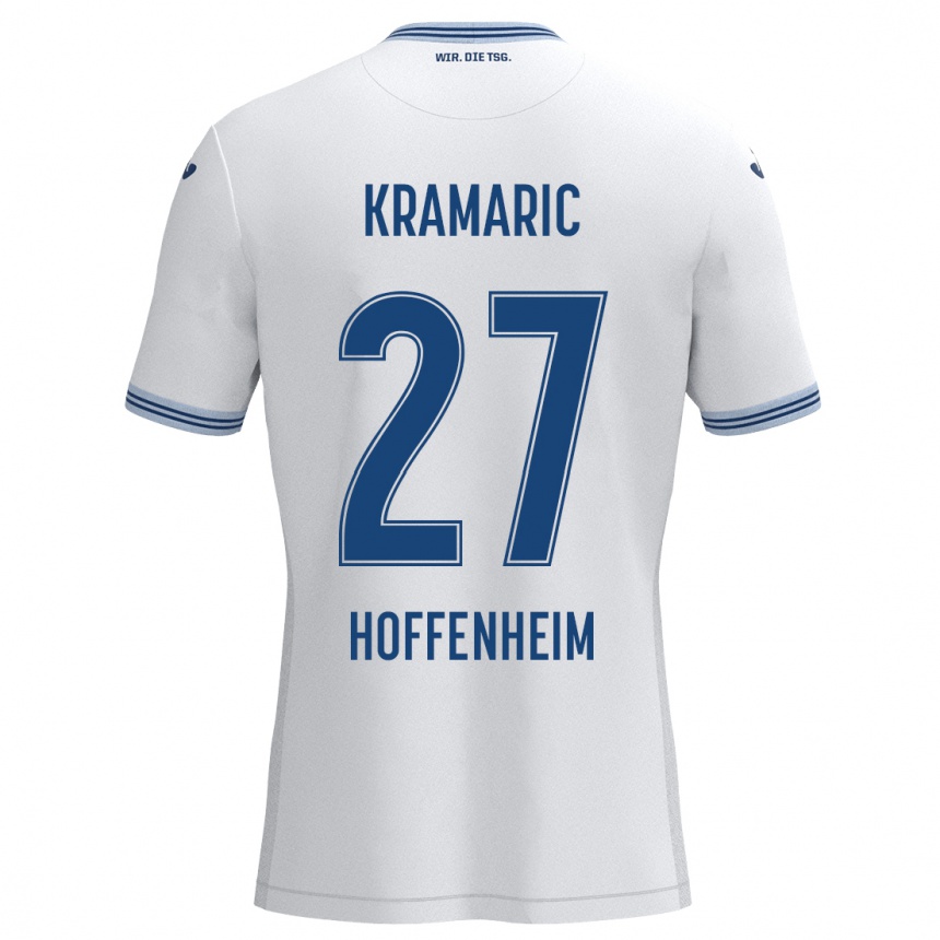 Kids Football Andrej Kramaric #27 White Blue Away Jersey 2024/25 T-Shirt Uk