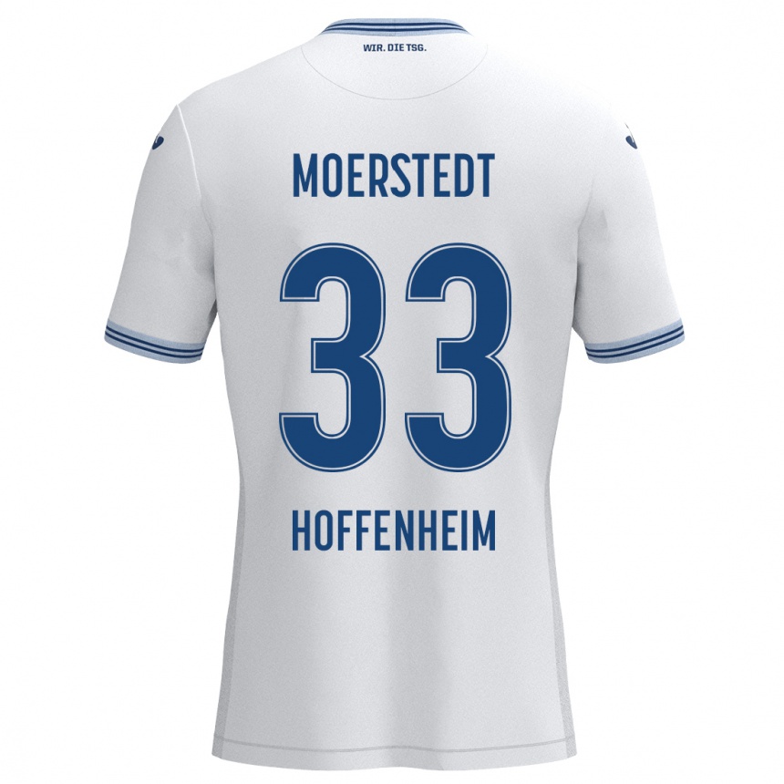 Kids Football Max Moerstedt #33 White Blue Away Jersey 2024/25 T-Shirt Uk