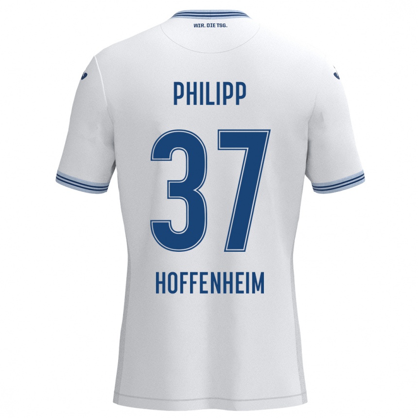 Kids Football Luca Philipp #37 White Blue Away Jersey 2024/25 T-Shirt Uk