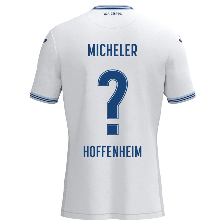 Kids Football Florian Micheler #0 White Blue Away Jersey 2024/25 T-Shirt Uk