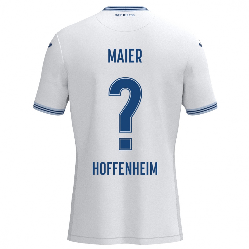 Kids Football Marcello Maier #0 White Blue Away Jersey 2024/25 T-Shirt Uk