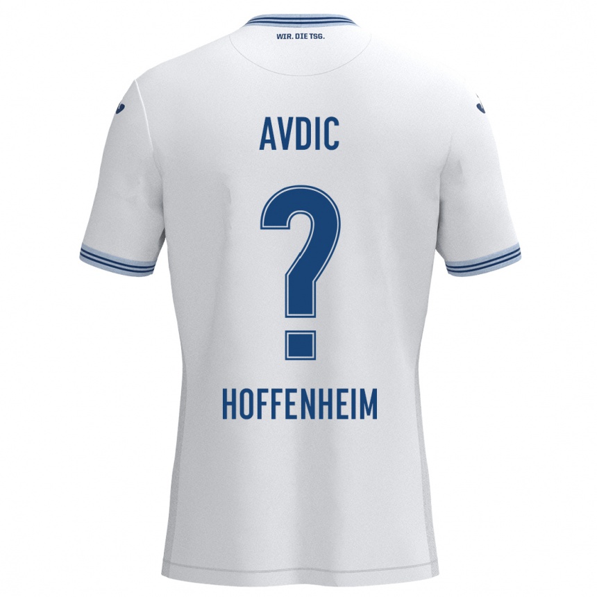 Kids Football Edin Avdic #0 White Blue Away Jersey 2024/25 T-Shirt Uk