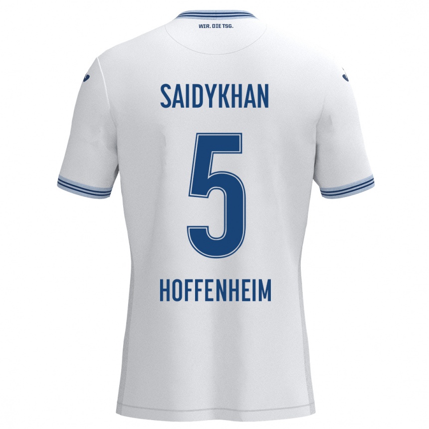 Kids Football Ibrahim Saidykhan #5 White Blue Away Jersey 2024/25 T-Shirt Uk