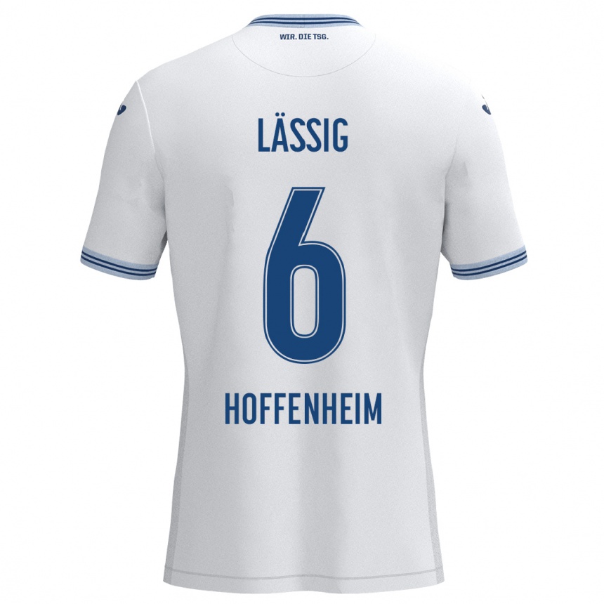 Kids Football Valentin Lässig #6 White Blue Away Jersey 2024/25 T-Shirt Uk