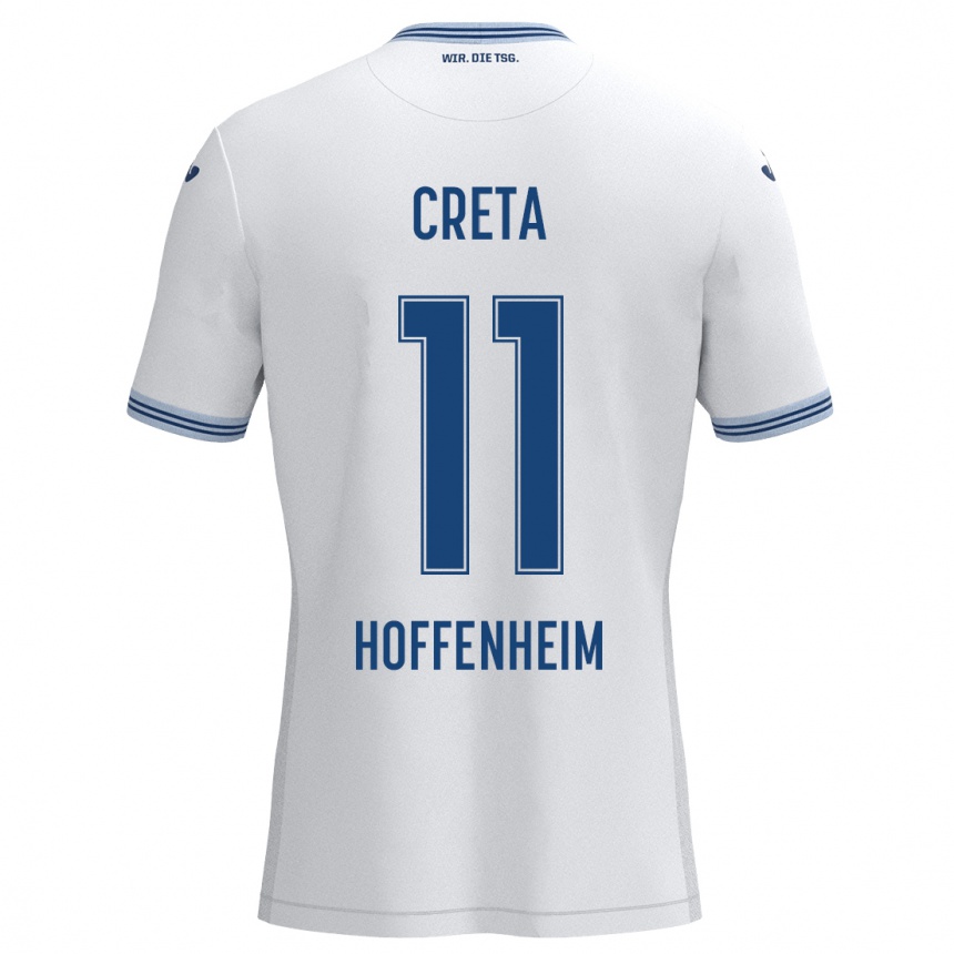 Kids Football David Creța #11 White Blue Away Jersey 2024/25 T-Shirt Uk