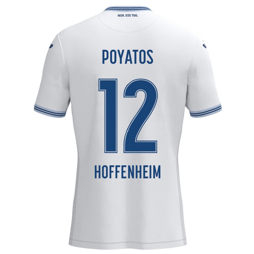 Kids Football Miguel Poyatos #12 White Blue Away Jersey 2024/25 T-Shirt Uk