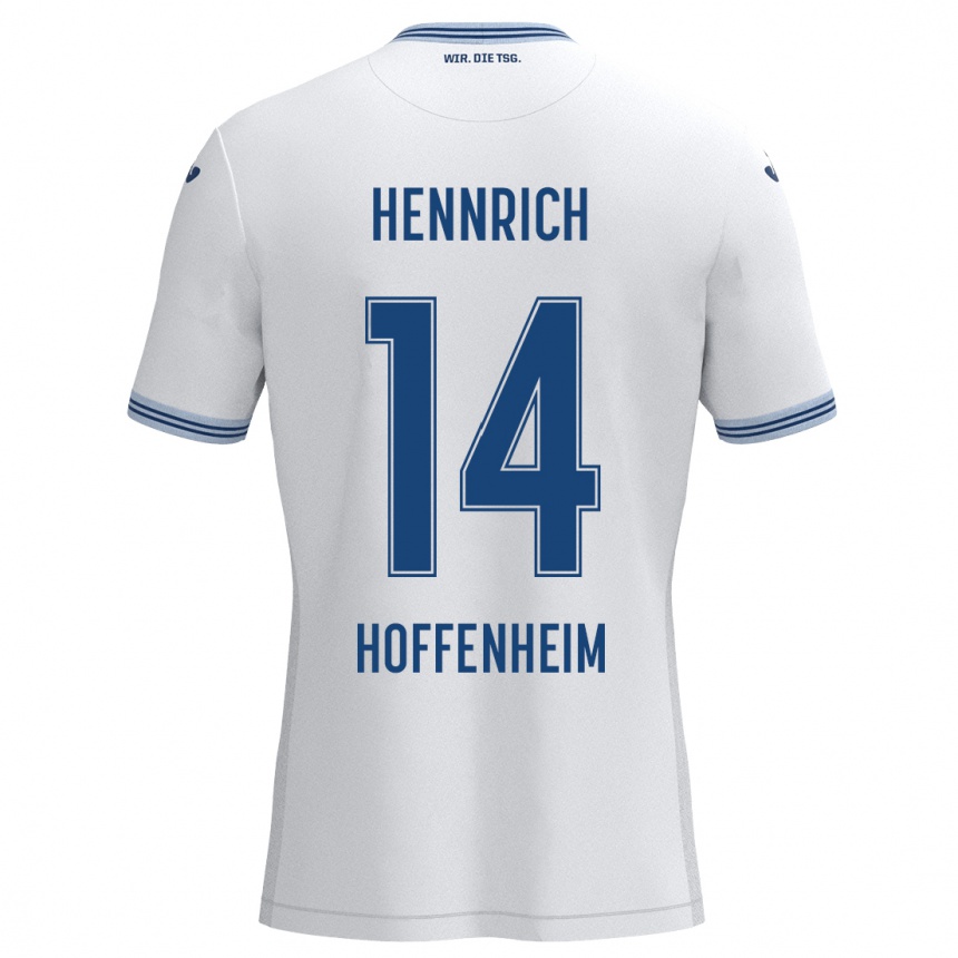 Kids Football Paul Hennrich #14 White Blue Away Jersey 2024/25 T-Shirt Uk