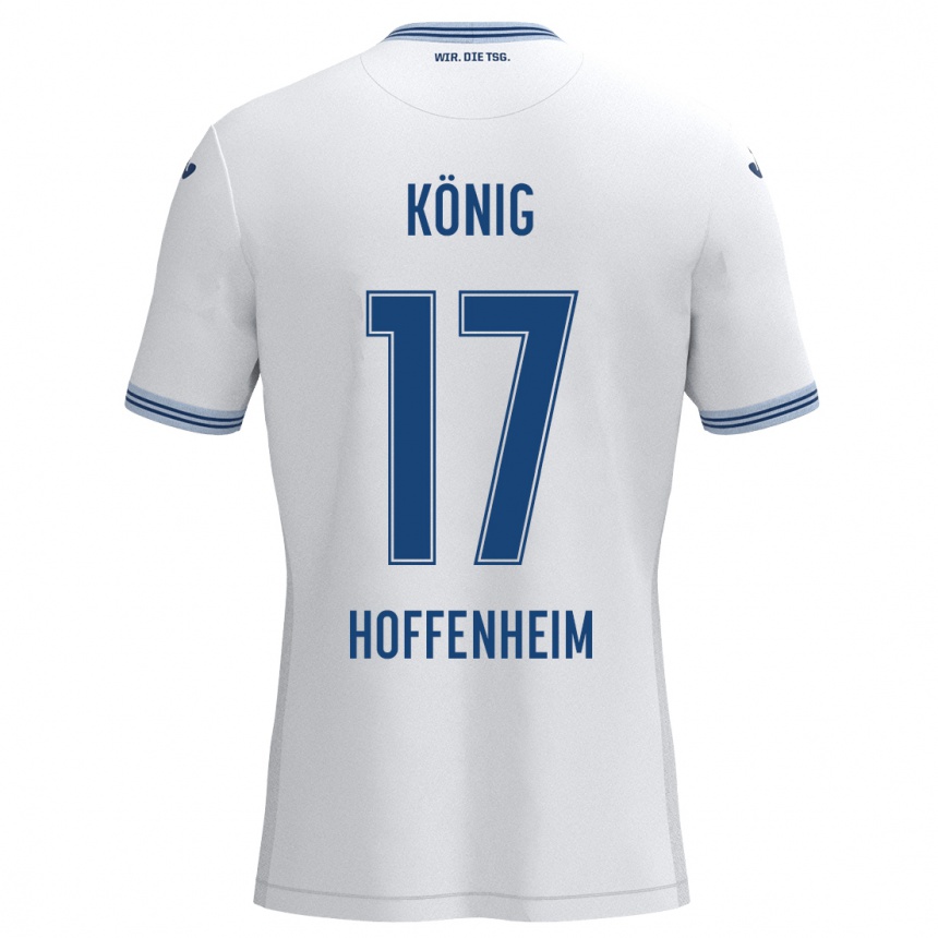 Kids Football Noah König #17 White Blue Away Jersey 2024/25 T-Shirt Uk