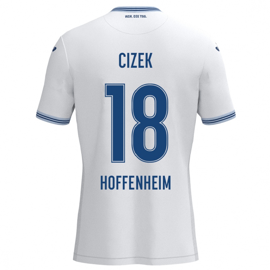 Kids Football Krystof Cizek #18 White Blue Away Jersey 2024/25 T-Shirt Uk