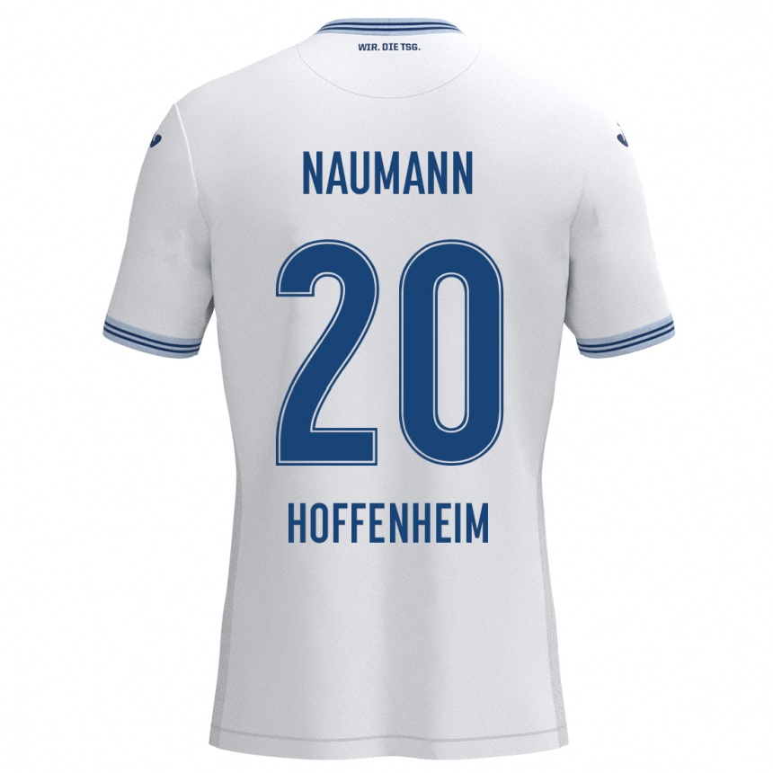 Kids Football Maxim Naumann #20 White Blue Away Jersey 2024/25 T-Shirt Uk