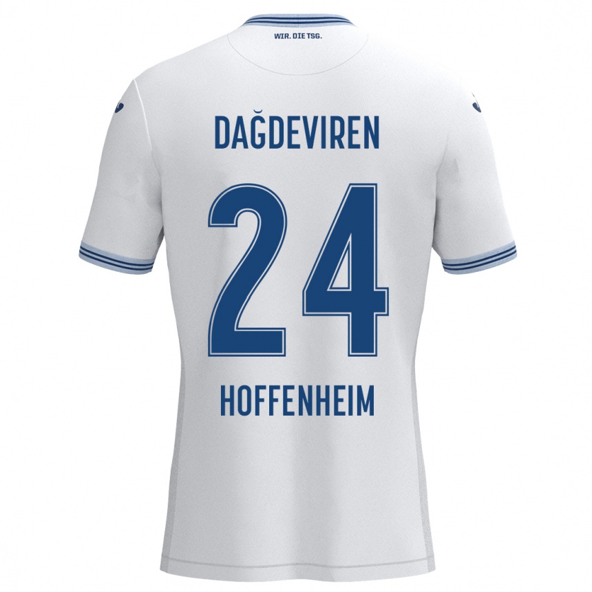 Kids Football Diren Dağdeviren #24 White Blue Away Jersey 2024/25 T-Shirt Uk