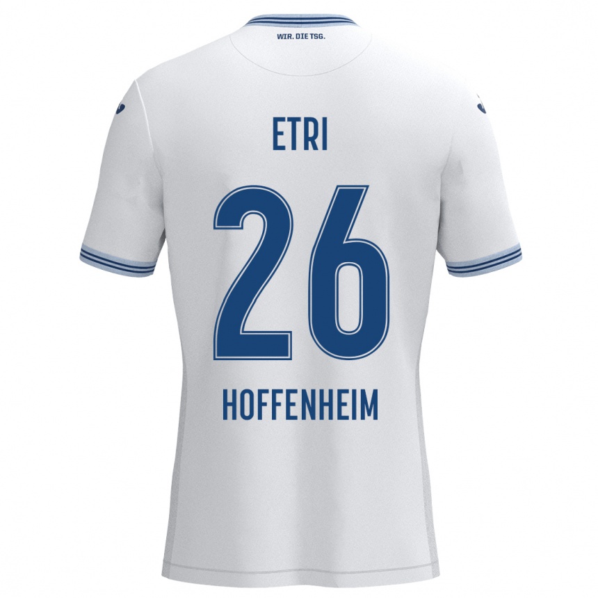 Kids Football Ahmed Etri #26 White Blue Away Jersey 2024/25 T-Shirt Uk