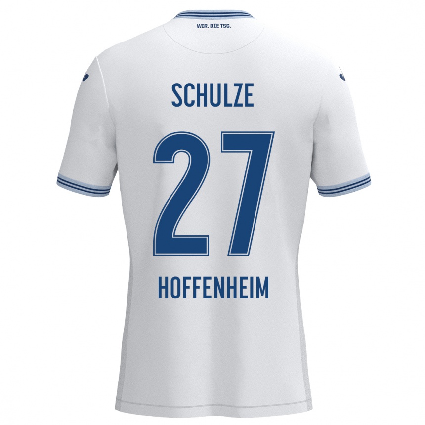 Kids Football Louis Schulze #27 White Blue Away Jersey 2024/25 T-Shirt Uk