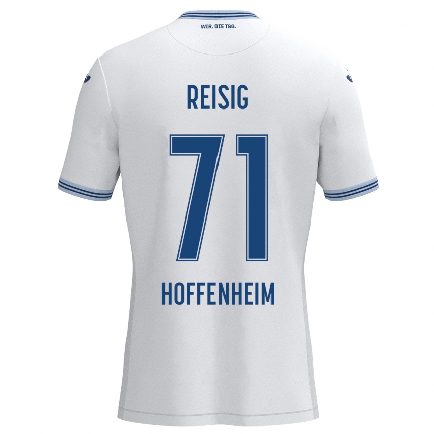 Kids Football Ruben Reisig #71 White Blue Away Jersey 2024/25 T-Shirt Uk