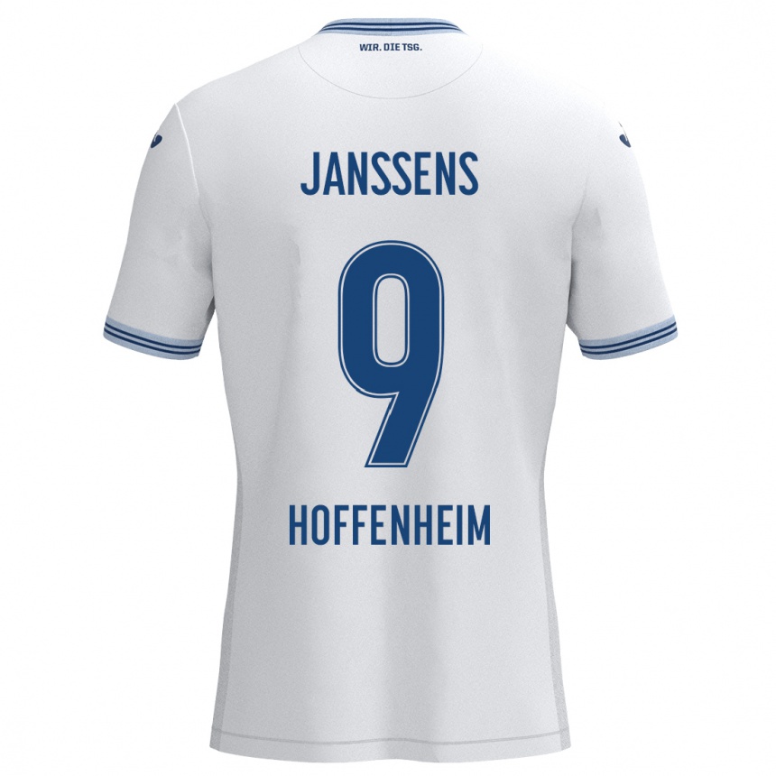 Kids Football Jill Janssens #9 White Blue Away Jersey 2024/25 T-Shirt Uk