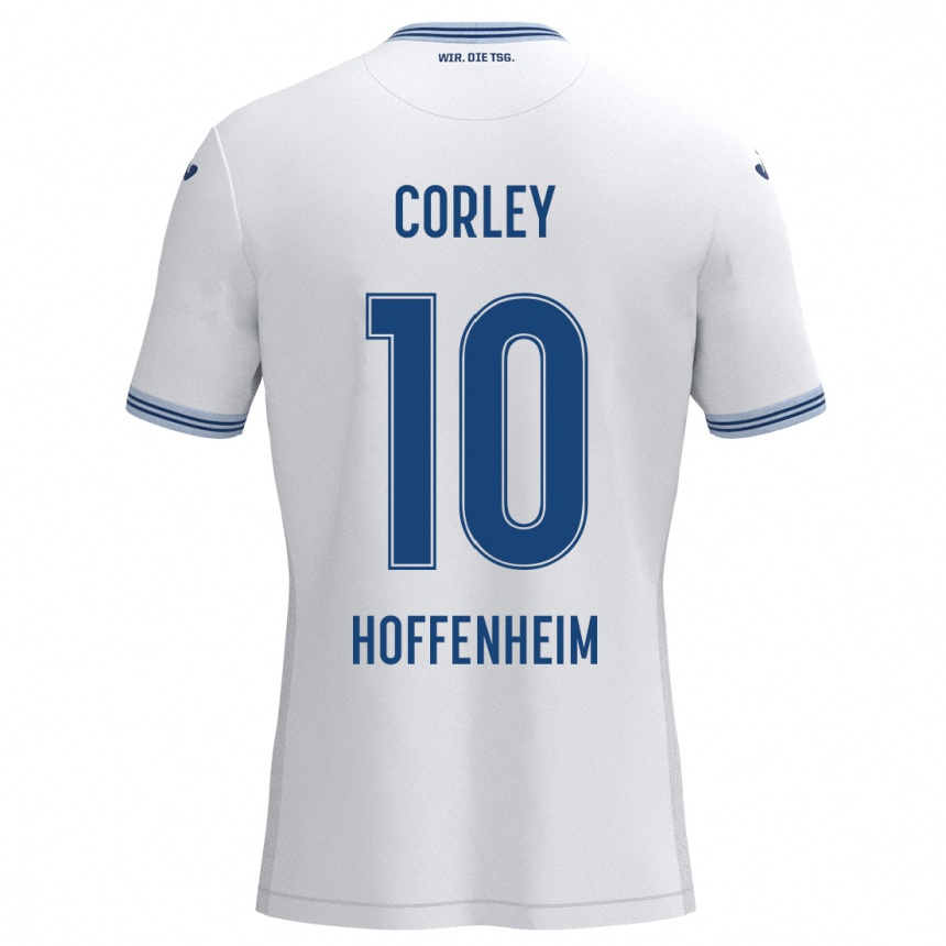 Kids Football Gia Corley #10 White Blue Away Jersey 2024/25 T-Shirt Uk