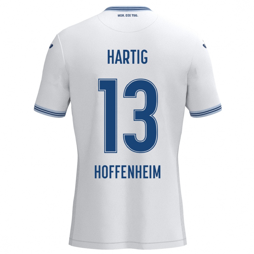 Kids Football Isabella Hartig #13 White Blue Away Jersey 2024/25 T-Shirt Uk