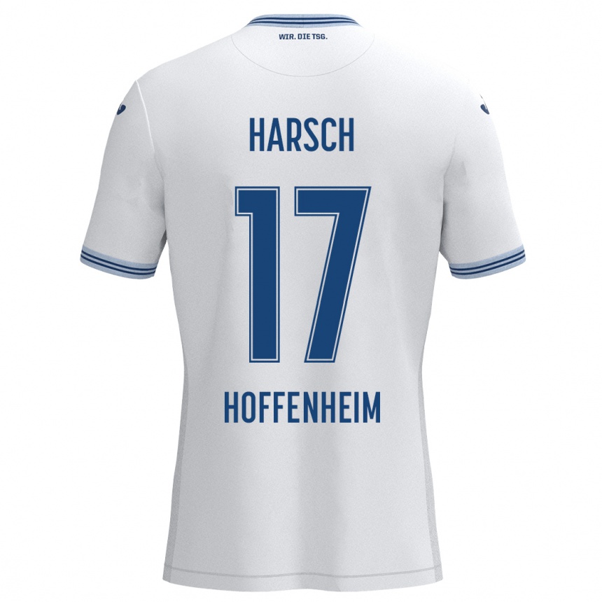 Kids Football Franziska Harsch #17 White Blue Away Jersey 2024/25 T-Shirt Uk