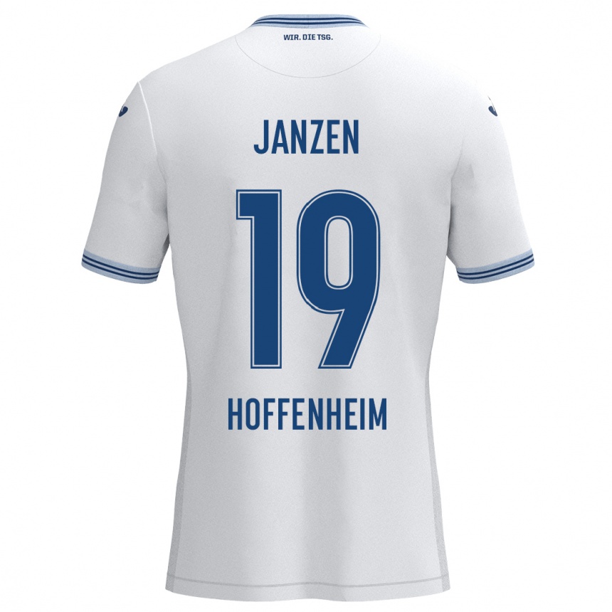 Kids Football Mathilde Janzen #19 White Blue Away Jersey 2024/25 T-Shirt Uk