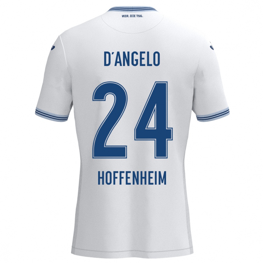 Kids Football Chiara D'angelo #24 White Blue Away Jersey 2024/25 T-Shirt Uk