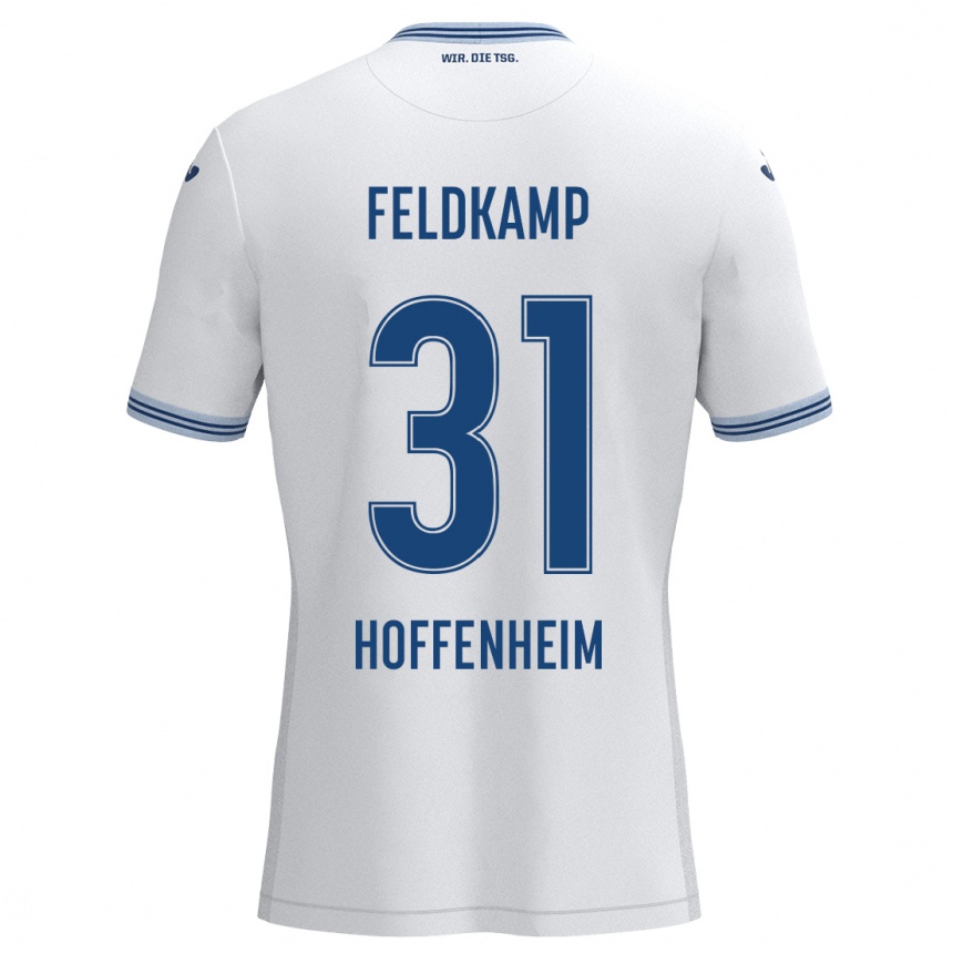 Kids Football Jana Feldkamp #31 White Blue Away Jersey 2024/25 T-Shirt Uk