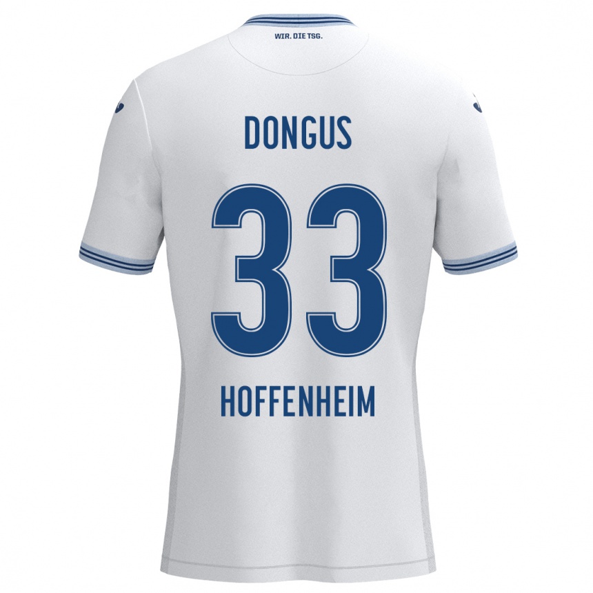 Kids Football Fabienne Dongus #33 White Blue Away Jersey 2024/25 T-Shirt Uk