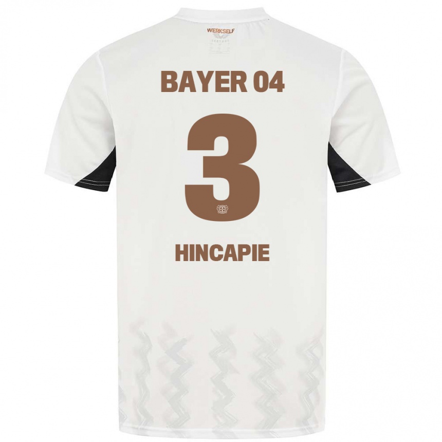 Kids Football Piero Hincapié #3 White Black Away Jersey 2024/25 T-Shirt Uk