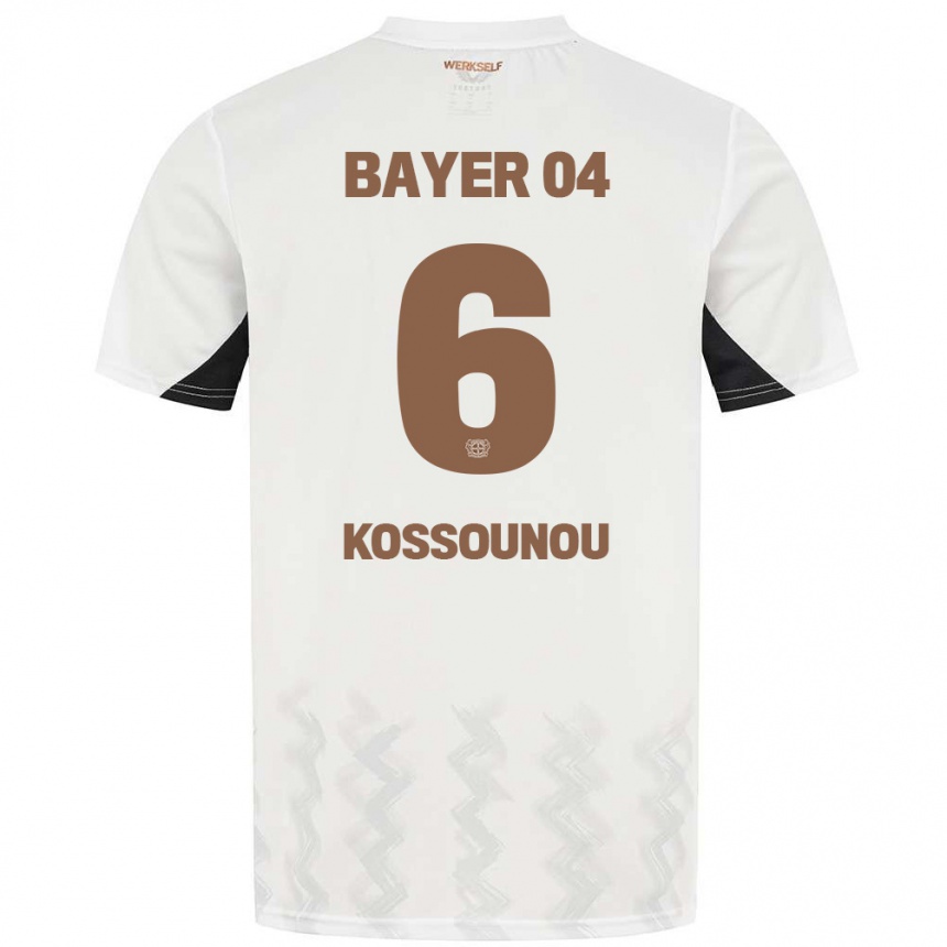 Kids Football Odilon Kossounou #6 White Black Away Jersey 2024/25 T-Shirt Uk