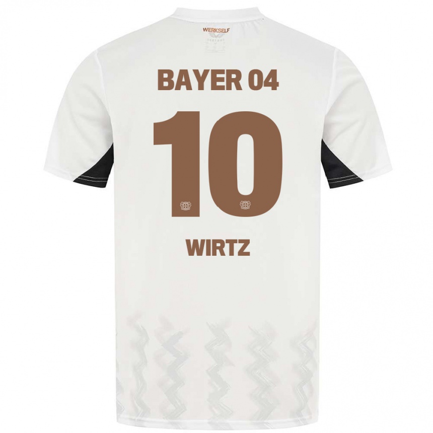 Kids Football Florian Wirtz #10 White Black Away Jersey 2024/25 T-Shirt Uk