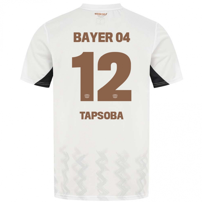 Kids Football Edmond Tapsoba #12 White Black Away Jersey 2024/25 T-Shirt Uk