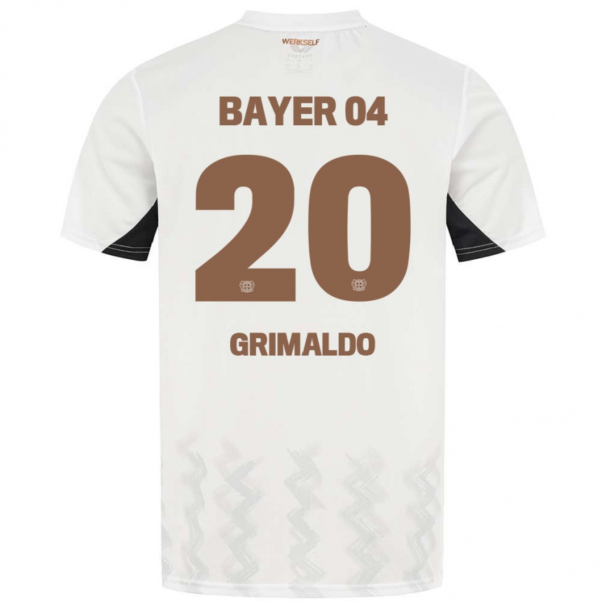 Kids Football Alejandro Grimaldo #20 White Black Away Jersey 2024/25 T-Shirt Uk