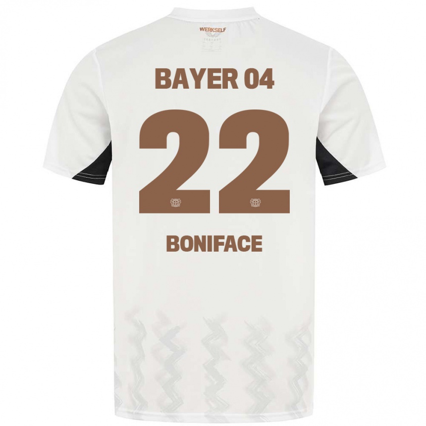 Kids Football Victor Boniface #22 White Black Away Jersey 2024/25 T-Shirt Uk