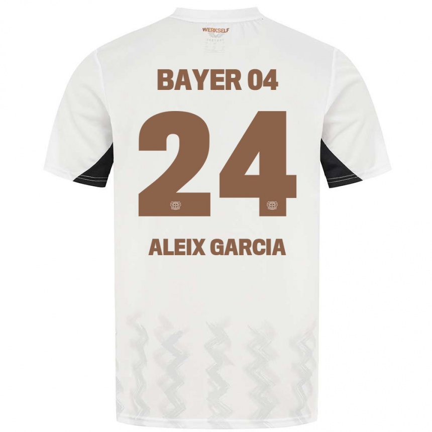 Kids Football Aleix García #24 White Black Away Jersey 2024/25 T-Shirt Uk