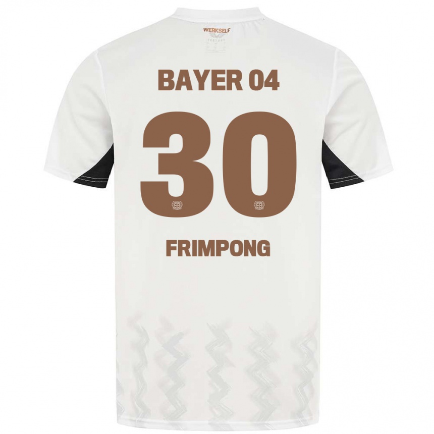 Kids Football Jeremie Frimpong #30 White Black Away Jersey 2024/25 T-Shirt Uk