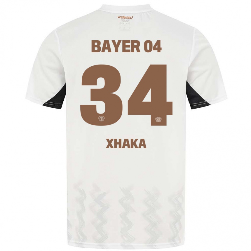 Kids Football Granit Xhaka #34 White Black Away Jersey 2024/25 T-Shirt Uk