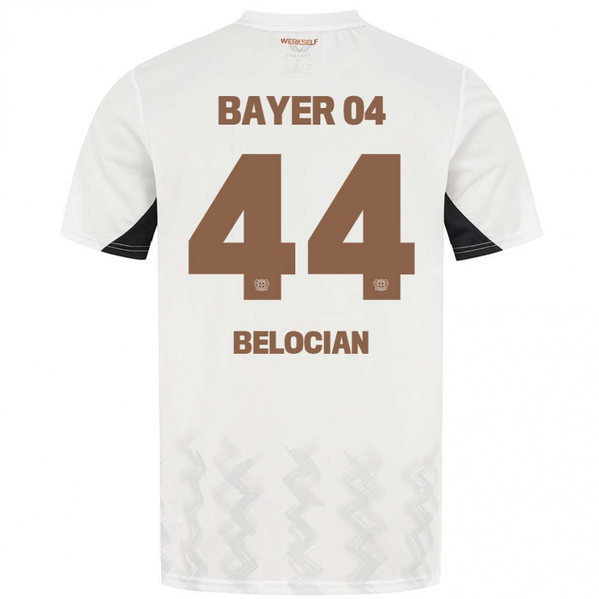 Kids Football Jeanuël Belocian #44 White Black Away Jersey 2024/25 T-Shirt Uk