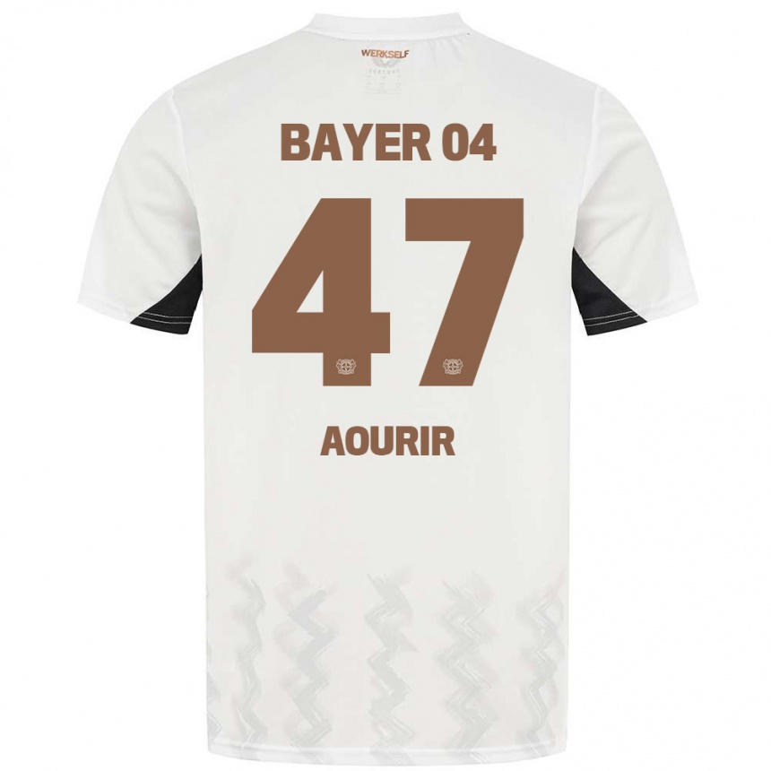 Kids Football Ayman Aourir #47 White Black Away Jersey 2024/25 T-Shirt Uk