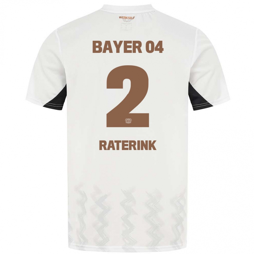 Kids Football Othniël Raterink #2 White Black Away Jersey 2024/25 T-Shirt Uk