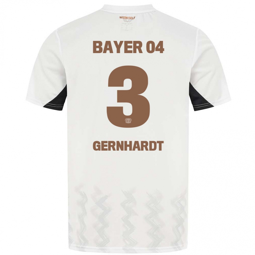 Kids Football Nils Gernhardt #3 White Black Away Jersey 2024/25 T-Shirt Uk