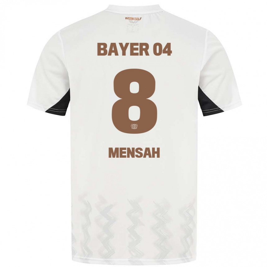 Kids Football Naba Mensah #8 White Black Away Jersey 2024/25 T-Shirt Uk