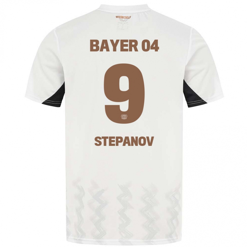 Kids Football Artem Stepanov #9 White Black Away Jersey 2024/25 T-Shirt Uk