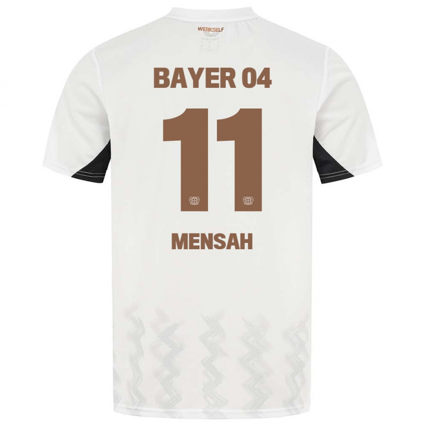 Kids Football Jeremiah Mensah #11 White Black Away Jersey 2024/25 T-Shirt Uk