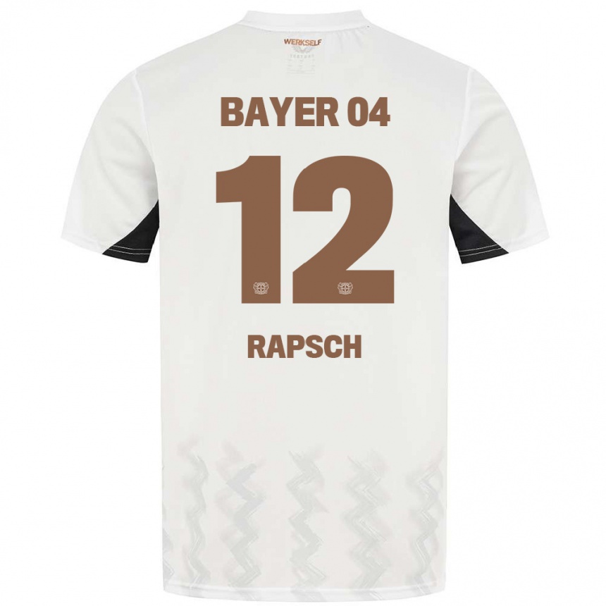 Kids Football Simeon Rapsch #12 White Black Away Jersey 2024/25 T-Shirt Uk