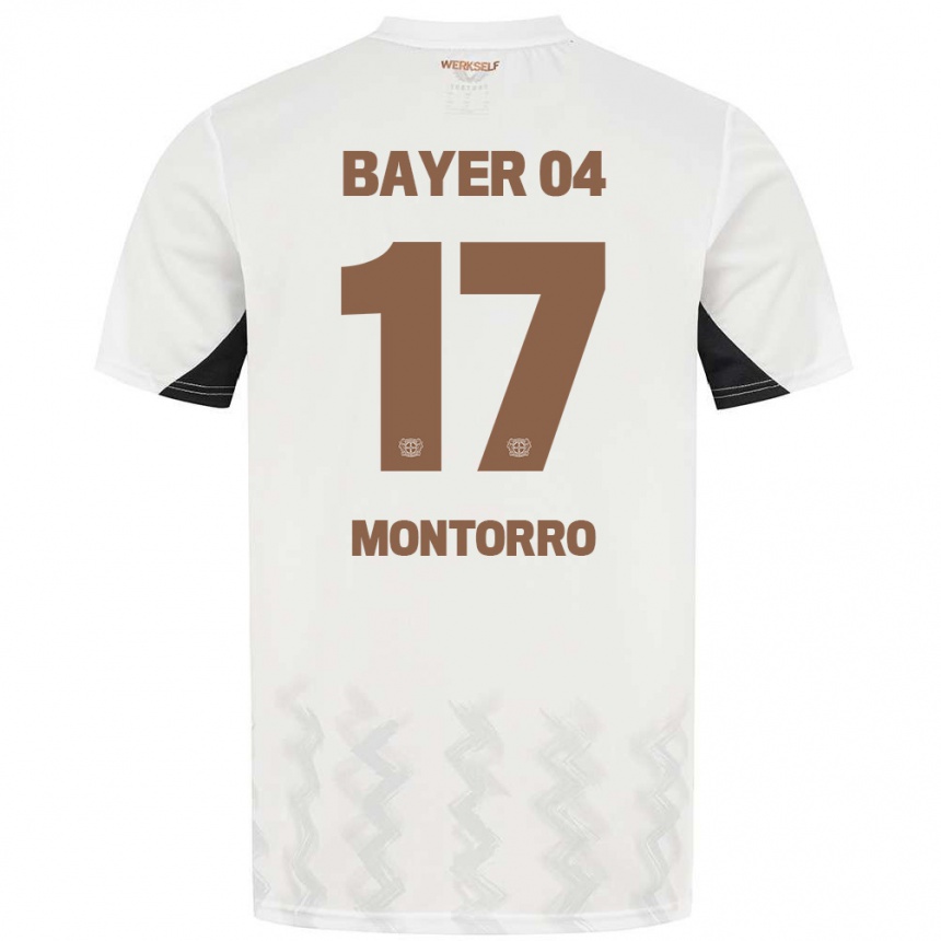 Kids Football Josuè Montorro #17 White Black Away Jersey 2024/25 T-Shirt Uk